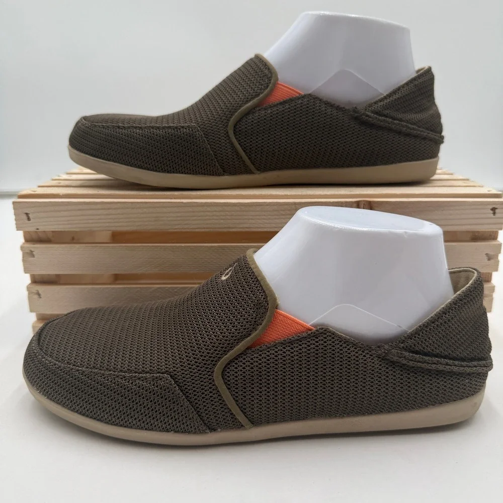 OluKai Slip On Shoes Waialua Mesh Mustang Melon Brown Loafers Womens 8
